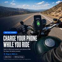 Contrôleur BT pour moto, guidon, étanche IP65, 5 boutons, rétroéclairage LED bleu, port USB de charge rapide 18W pour interphone de casque