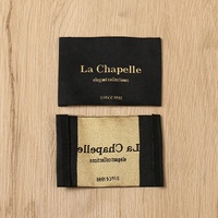 Étiquettes de col en tissu personnalisées avec logo en fil métallique, étiquettes de vêtements jacquard en fil métallique lisse
