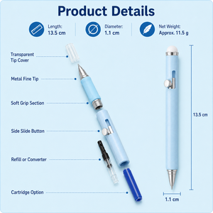 Stylo plume effaçable KAIX à écriture fluide, pointe fine 0,38 mm, encre bleue, rétractable, pour la pratique de l'écriture manuscrite - Product Image 6