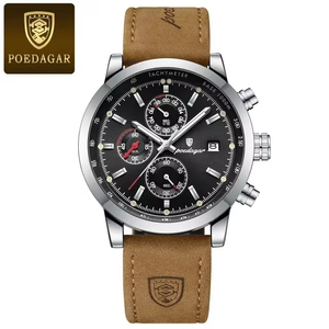 Nuevo Reloj POEDAGAR <span class=keywords><strong>932</strong></span> para Hombre, Reloj de Pulsera de Cuarzo a la Moda, Original, Resistente al Agua, con Correa de Cuero, Fecha y Día de la Semana, Gran Venta - Product Image 2