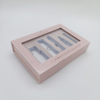 Boîte d'emballage pour cils rose, livrets de cils personnalisés, 5 paires, vente en gros, boîtes à cils vides, boîtes pliantes, laminage mat, cosmétique