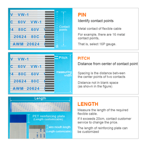 Dành cho cáp ruy băng FFC 2 lõi 0,5mm 10P Awm 20624 80C 60V Vw-1 dùng cho các ứng dụng điện tử - Product Image 5