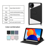 Étui pour tablette en cuir PU pour Xiaomi Redmi Pad SE 8,7 pouces avec dos en acrylique transparent, emplacement pour stylet et fonction veille/réveil