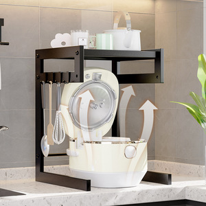 Estante de almacenamiento de cocina montado en la pared, de 2-3 niveles, rectangular, con recubrimiento en polvo, multifuncional, para freidora de aire, olla arrocera, horno y microondas. - Product Image 4