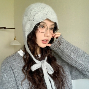 Balaclava en tricot pour <span class=keywords><strong>femme</strong></span>, <span class=keywords><strong>bonnet</strong></span> en tricot tendance automne-hiver, écharpe intégrée, tissu sport commun, <span class=keywords><strong>bonnet</strong></span> en crochet pour <span class=keywords><strong>femme</strong></span> - Product Image 4