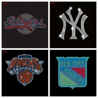 Transferts thermocollants en strass de qualité supérieure, équipes sportives de New York, collection 4 en 1, décoration de vêtements DIY de haute qualité pour les fans