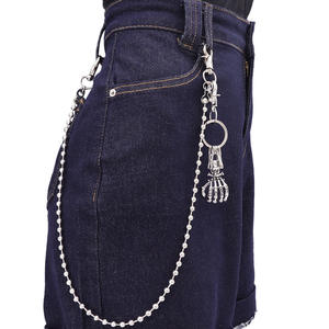 Cadena de cintura con cuentas y llavero de plata tibetana con diseño de esqueleto, estilo Hip Hop Punk, unisex, para uso diario, conjunto de dos piezas - Product Image 2