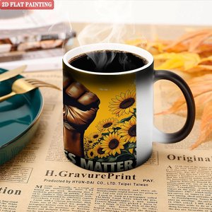 <b>Ceramic</b> Coffee Mug 11oz Heat Activated Color Changing <b>Cup</b> Black Frosted Design - Product Image 5