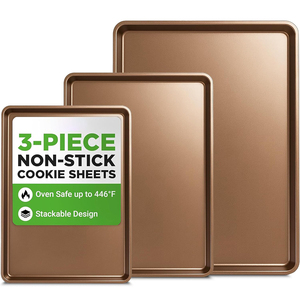 Non-Stick Pan <b>Set</b> 3 Pieces Easy To Clean Carton Steel <b>Bakeware</b> 3 Sizes Cookie Sheets - Product Image 1
