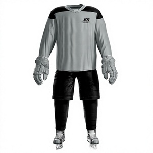 Uniforme de Hockey sobre Hielo LONG MISSION INDUSTRY LM para Hombre, Transpirable, 100% Poliéster, con Pantalones Cortos Negros y Guantes, Talla Adulto - Product Image 1