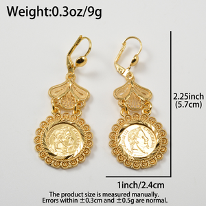 Boucles d'oreilles africaines de luxe, faites à la main, texturées creuses, avec filigrane pièce de monnaie Napoléon, brillantes, légères, longues et pendantes, vente en gros - Product Image 6