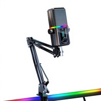 Micrófono de Escritorio Inalámbrico USB-C con IA de Doble Modo, Cancelación de Ruido, Micrófono de Condensador para PC, Luz RGB, Micrófono para Juegos USB