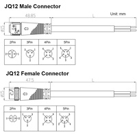 Conector M12 de 2, 3, 4, 5, 6, 7 y 8 Pines, Cable de Alimentación, Enchufe Macho y Hembra, Conector Impermeable IP68 para Exteriores con Bloqueo a Presión, 2 Pines