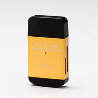 Lector de Tarjetas de Memoria USB 2.0 Externo Todo en Uno, Adaptador de Aleación de Aluminio para Tarjetas de Memoria TF, M2, MS y SD