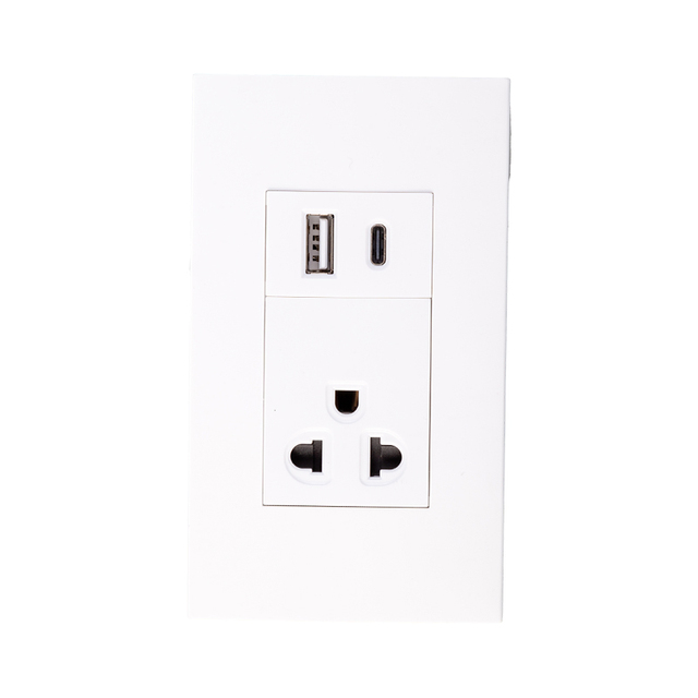 Custom American Socket USB Charging Port Type C Module Multi Functional Wall Socket White Face Plate 120x70mm 3-Year Warranty