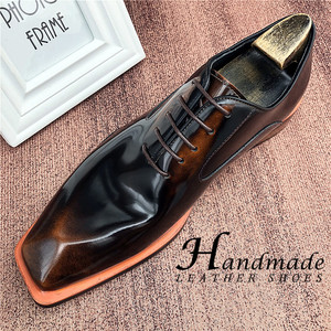Zapatos formales de negocios de alta gama para hombre, de cuero genuino en colores retro, con cordones, tipo derby, ideales para la oficina. - Product Image 3