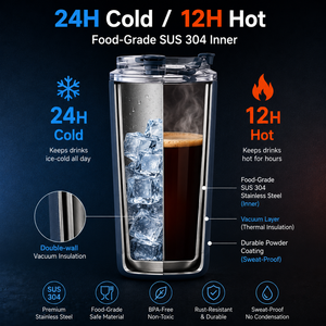 Vaso Térmico de Acero Inoxidable de Diseño Clásico de 480 ml, Taza para Auto, Botella de Vacío, Taza de Café con Tapa, Regalo Empresarial, para Bebidas Frías - Product Image 4