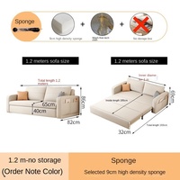 Sofá Cama de Tela con Tecnología de Doble Propósito, Moderno, Multifuncional, Plegable y Telescópico para Apartamentos Pequeños, para Sala de Estar