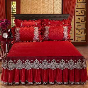 Gonne da letto arruffate invernali di lusso Set biancheria da letto copriletto matrimoniale copriletto per la casa con federa gonna <span class=keywords><strong>tessili</strong></span> per la casa dell'hotel - Product Image 5