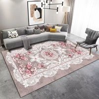 Tapis Turc Géométrique Doux et Tufté Rose Or 0099, Modèle Vintage Palais Royal, Tissé Plat, pour Salon