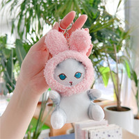 Peluche chaton mignon avec oreilles de lapin, rembourrage en coton PP, super douce, certifiée EN71, figurine de 0 à 10 cm, pendentif de sac, porte-clés