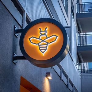 Enseigne LED personnalisée pour publicité extérieure, boîte lumineuse en acrylique pour hôtel, magasin de tabac, restaurant, studio, boîte lumineuse ronde double face en métal - Product Image 1