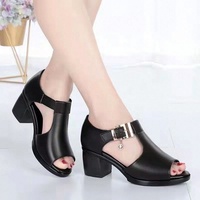 Sandales à Talon Moyen Épais Bout Ouvert en PU Y 35-41 pour Femmes, Chaussures Décontractées de Designer pour Mariage, Mules à Talons