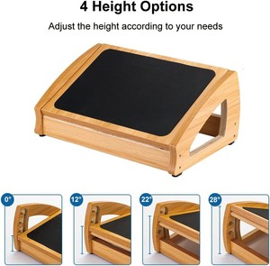 <span class=keywords><strong>Taburete</strong></span> de reposapiés ergonómico de <span class=keywords><strong>madera</strong></span> de bambú para debajo del escritorio con tapicería de terciopelo para uso en el dormitorio - Product Image 5