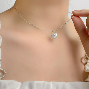 Collier en argent pur S925 avec perle baroque naturelle en forme de bouton, cœur, diamant rose, étoile rétro, fée rose, pendentifs en perles violettes, charmes - Product Image 5