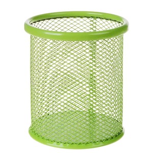 Porte-crayons et stylos en maille métallique, revêtement poudré, 9x10cm - Options noir/argent pour organisateur de bureau - Product Image 3