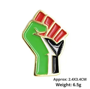 Broche Cuadrado de la Bandera de Palestina Libre, Venta al por Mayor, de Aleación con Técnica de Esmaltado, Accesorios de Ropa, Bandera de la Mano en Puño, En Stock - Product Image 4