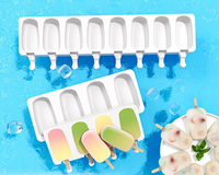 Offres Spéciales Portable et Flexible 4 trous grande taille Ellipse Silicone moule à crème glacée réutilisable Silicone Popsicle plateau pour bricolage