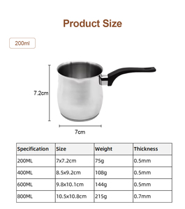 Cafetera Turca Personalizada de Acero Inoxidable para Derretir Chocolate y Hervir Leche con Mango de Baquelita de Grado Alimenticio Duradero para Uso en Cafeterías - Product Image 5