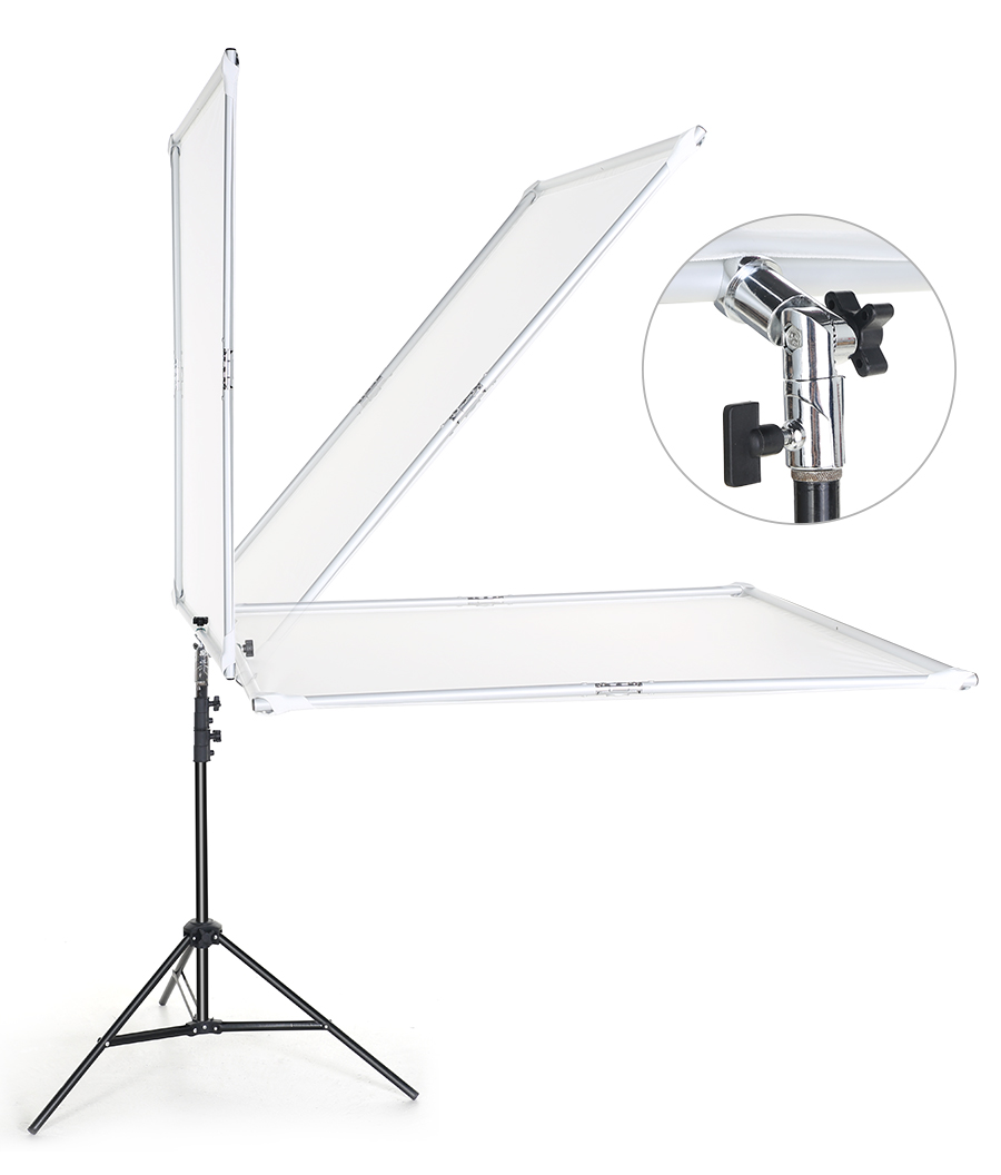 110cm 43in Scrim Large Silver Diffuser Reflector Collapsible Aluminum Alloy Frame with Angle Adjustment Handle for Photography