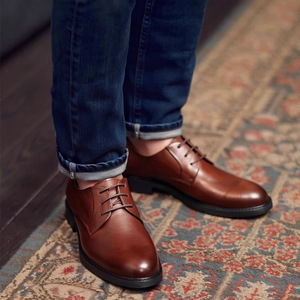 Chaussures pour hommes - Chaussures en cuir formelles britanniques - Chaussures de mariage - Chaussures en cuir décontractées à lacets pour hommes de bureau - Product Image 3