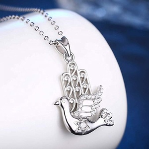 <span class=keywords><strong>Venta</strong></span> al por mayor de Plata de Ley 925 religioso pájaro blanco paloma de la paz, collar del colgante del encanto - Product Image 2