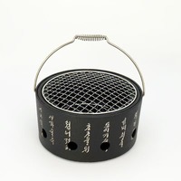 Grill de table coréen de forme ronde avec grille métallique carrée, grand barbecue portable en aluminium pour l'extérieur