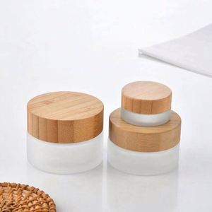 Envase Transparente para Crema de Cuidado de la Piel Frost Skin, Frascos de Vidrio Reciclables de Lujo con Tapas de Bambú o Aluminio para Cosméticos - Product Image 2