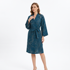 100% Cotton Floral Printed Kimono Robe <b>Summer</b> Long Sleepwear Nightwear with Loose Silhouette Vacation Style <b>Kaftan</b> Robe - Product Image 1
