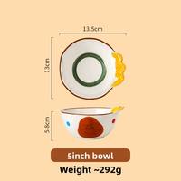 Ensemble de vaisselle en céramique de dessin animé Ins bols à riz assiettes de qualité de restaurant bols de couleur sous glaçure assiettes ensemble de vaisselle en céramique