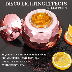 Gobelet en plastique Xuzhen en gros, style boule disco scintillante, <span class=keywords><strong>avec</strong></span> paille, design Y2K irrégulier et mignon, pour filles, cadeau d'anniversaire - Product Image 3