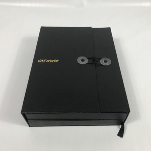 Manufacture Black Unique Book Shape Elastic Closure Christmas Wedding Favor Packaging Paper Gift Box
