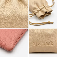 Pochette à cordon en cuir PU grainé, sac de rangement de luxe pour bijoux, sac d'emballage cadeau avec logo en relief pour boucles d'oreilles, bagues, bracelets