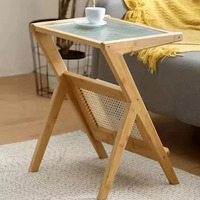 Nouveau design Table d'appoint en bois et rotin Table basse pour salon