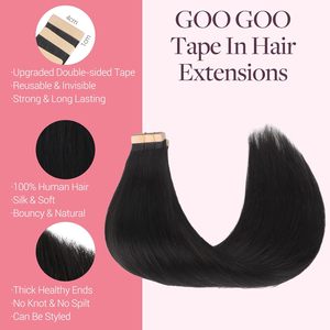 Extensioni per Capelli Remy a Doppia Trama Ondulata, Biadesive, Doppia Tessitura, 14 Pollici, 50g, 20 Pezzi, Nero Naturale 1B, Prodotto in Cina - Product Image 3