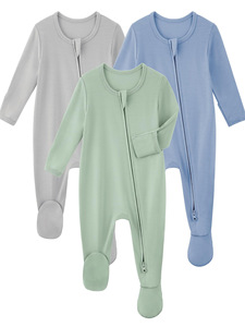 Pyjama grenouillère simple en bambou massif pour nouveau-né – Durable et doux - Product Image 1