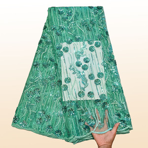 2025 precio al por mayor cordón guipur encaje lentejuelas tela francesa bordado para vestidos de novia mujeres textiles para el hogar bordado - Product Image 1