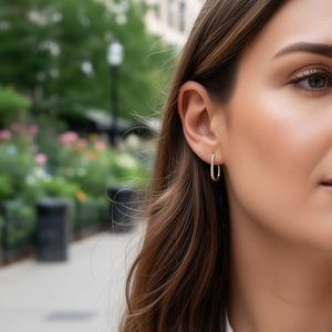 Orecchini a Cerchio di Lusso Placcati Oro con Cristalli e Strass Incastonati, Taglio Brillante Rotondo per Uso Quotidiano Femminile - Product Image 2