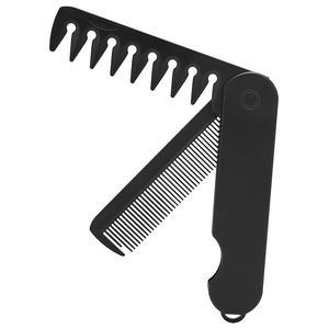 Multi-funzione pettine nero pieghevole da viaggio barba pettine 2 In 1 doppio dente barba pettine - Product Image 1