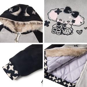 Veste d'hiver pour homme, style américain rétro, couleur assortie, couture, petit diable en peluche, velours suédé, siège sculpté, standard - Product Image 4